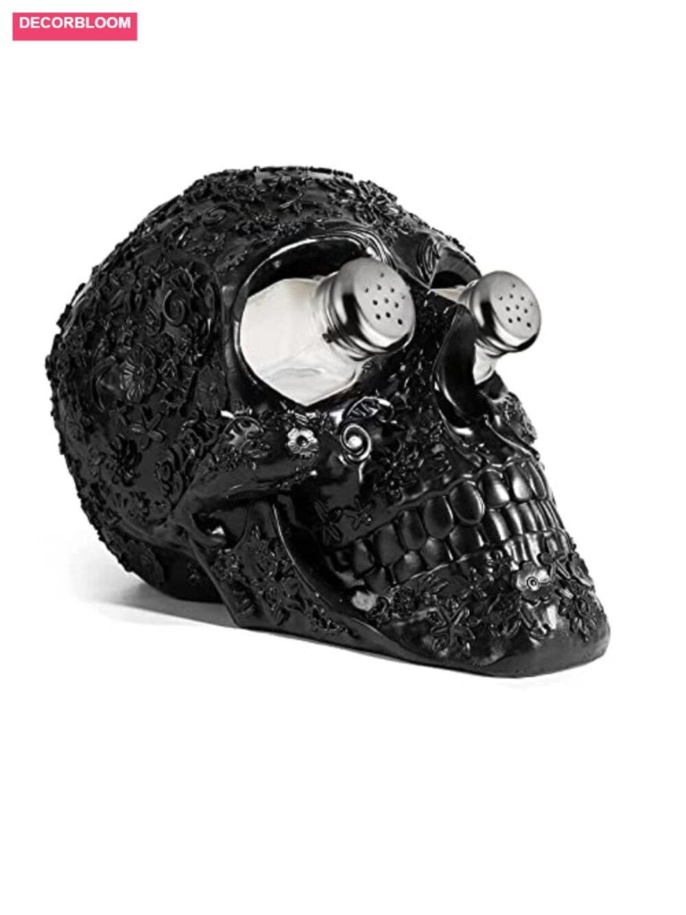 Skull Salt and Pepper Shaker Set Polyresin Holder Kitchen Decor - Picture 1 of 6